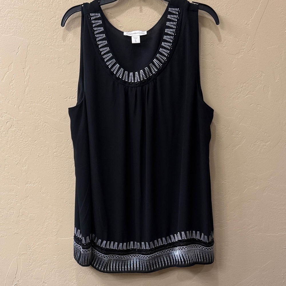 Coldwater Creek Black Tank Top with Silver Accents